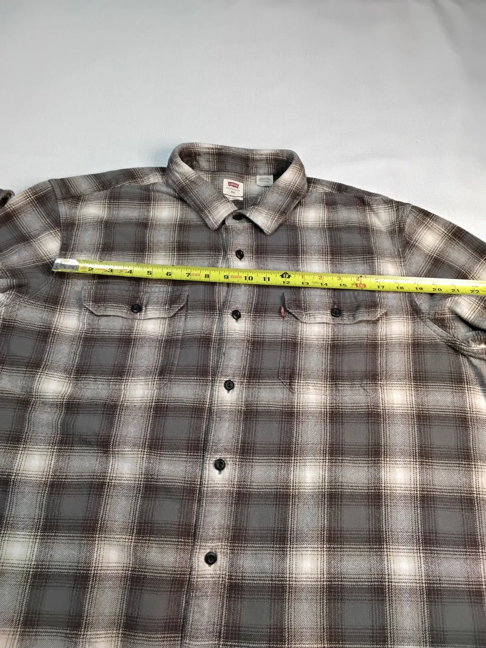 Levi's Gray & White Plaid Long-Sleeve Button-Down Shirt Flannel Sz XXL.